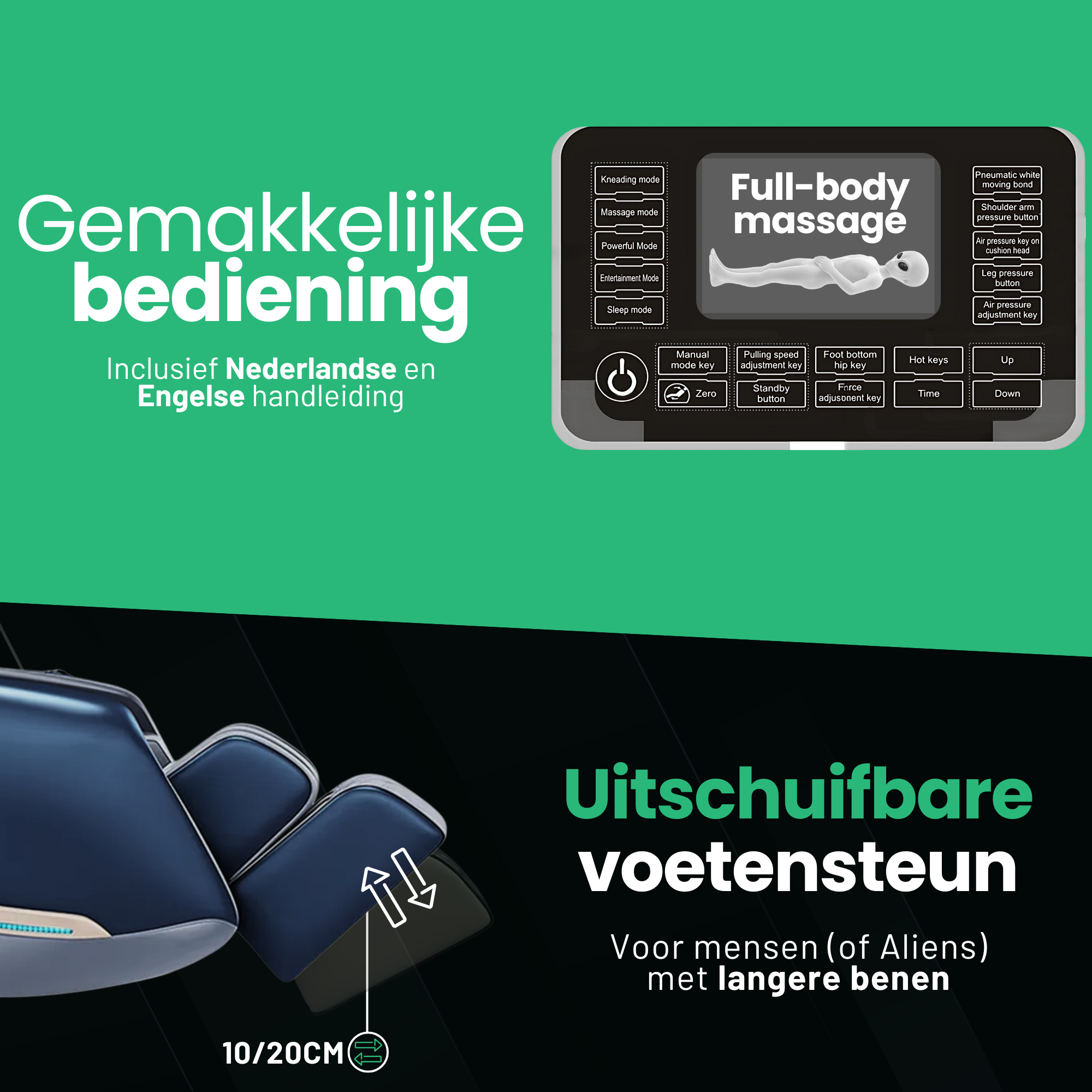 AlienComfort™ Massagestoel LUNA - Blauw