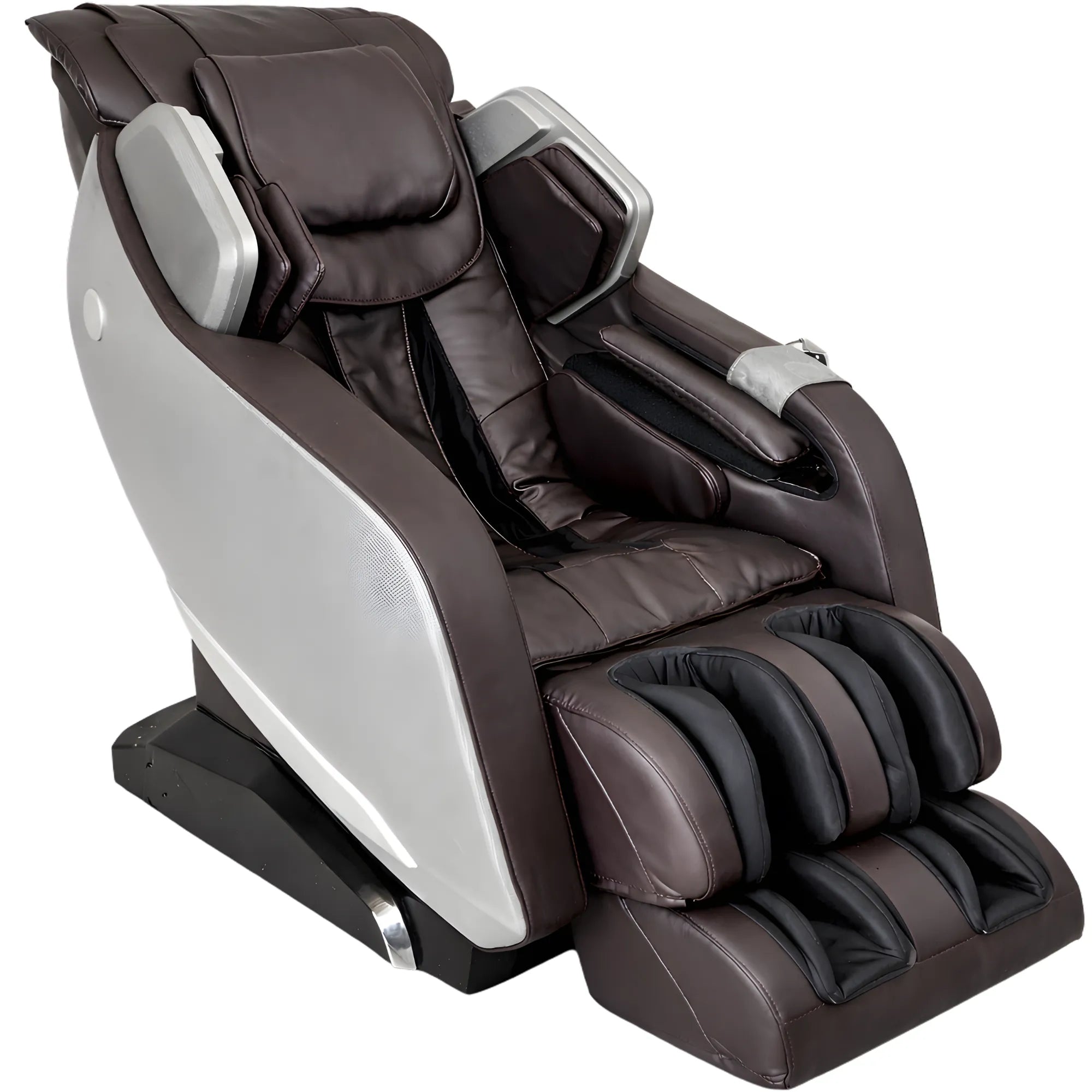 AlienComfort ROTAI massagestoel zilver bruin met bedieningspaneel en automatische massageprogramma’s