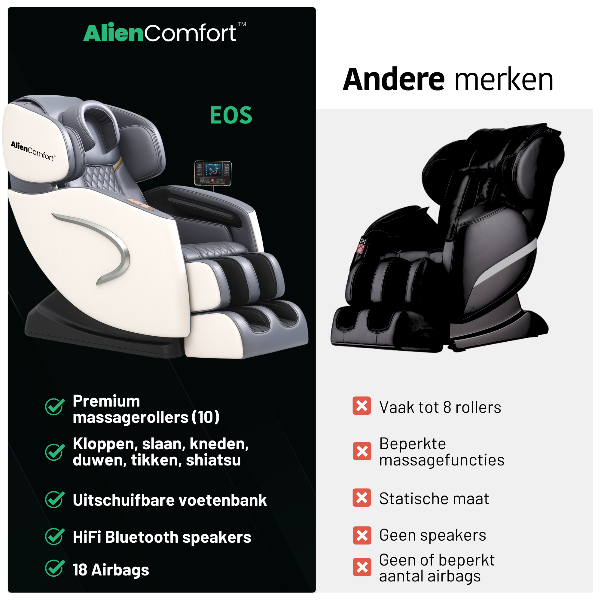 AlienComfort™ Design Massagestoel EOS - Donkerbruin