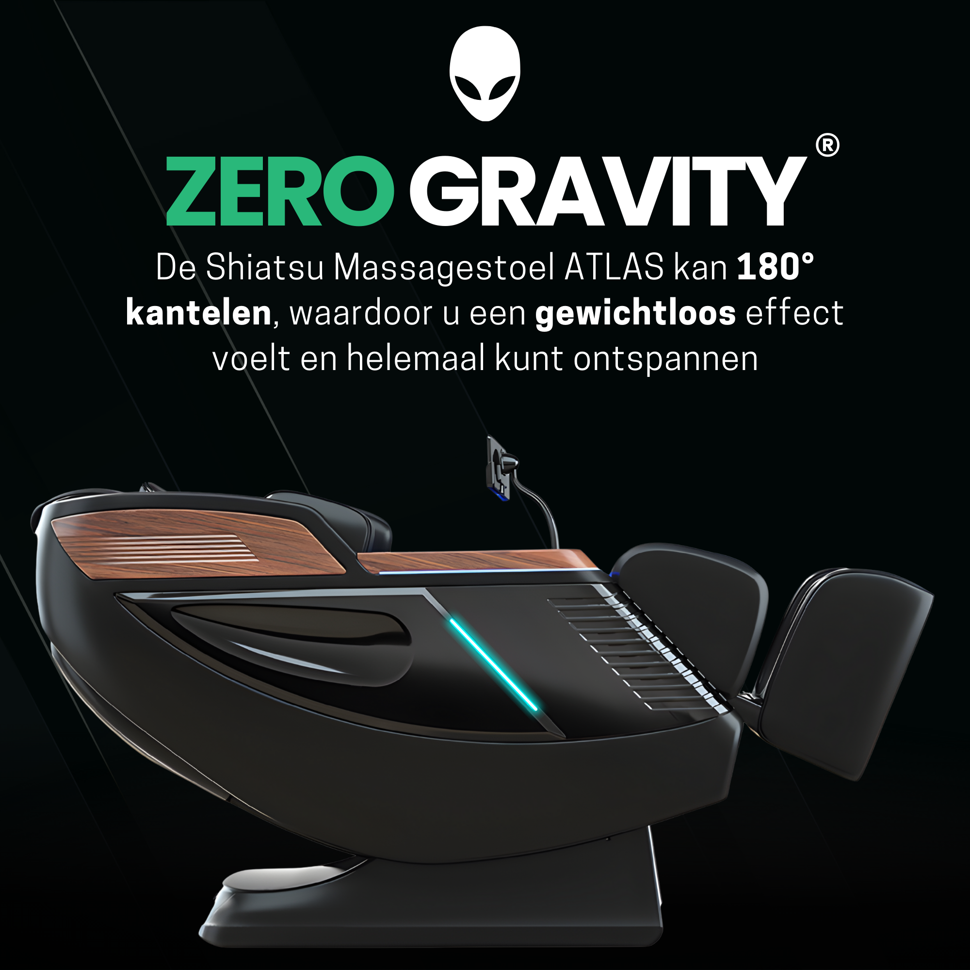 AlienComfort™ Massagestoel ATLAS - Zwart