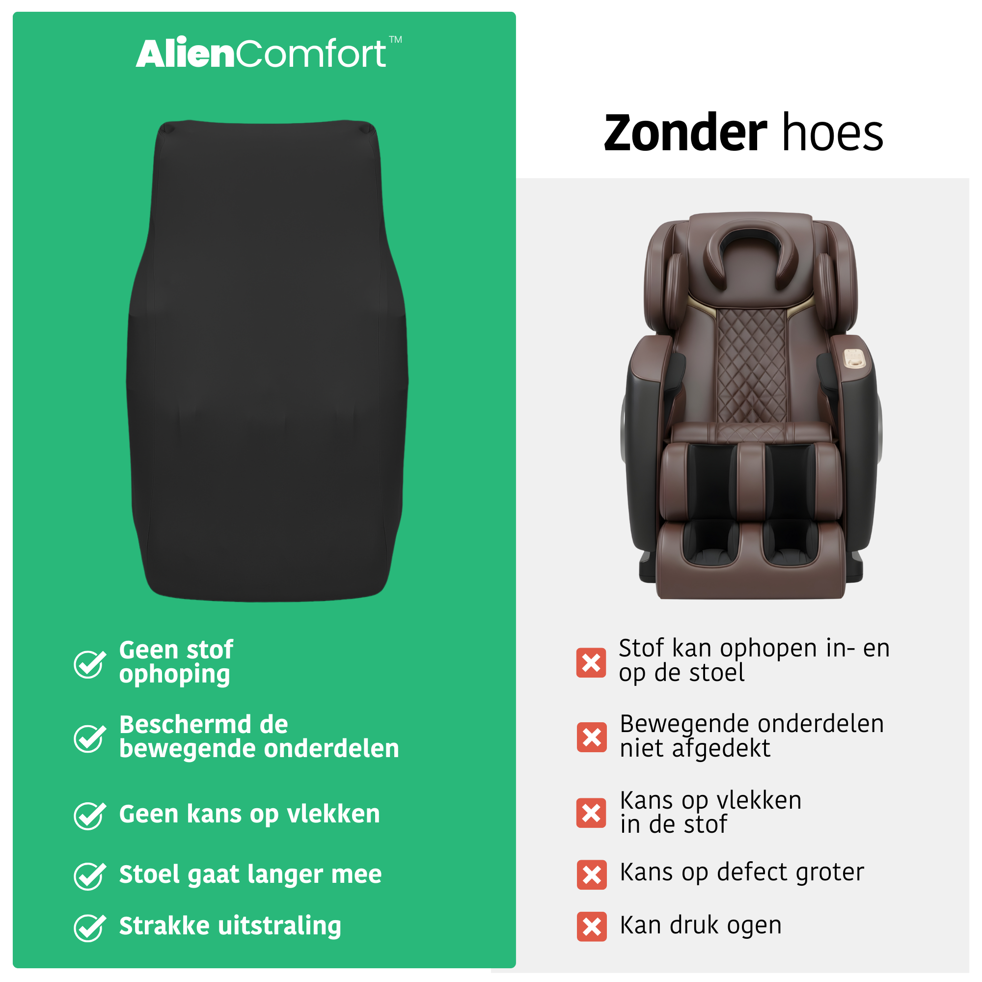 AlienComfort™ Massagestoel Hoes - Grijs