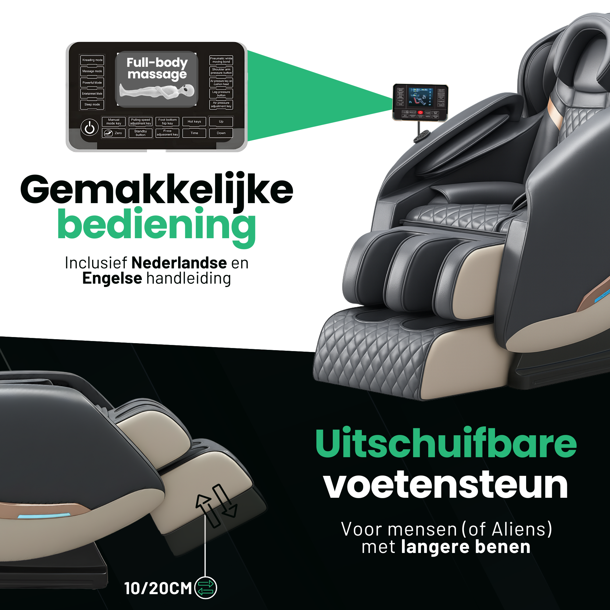 AlienComfort™ Massagestoel LUNA - Grijs